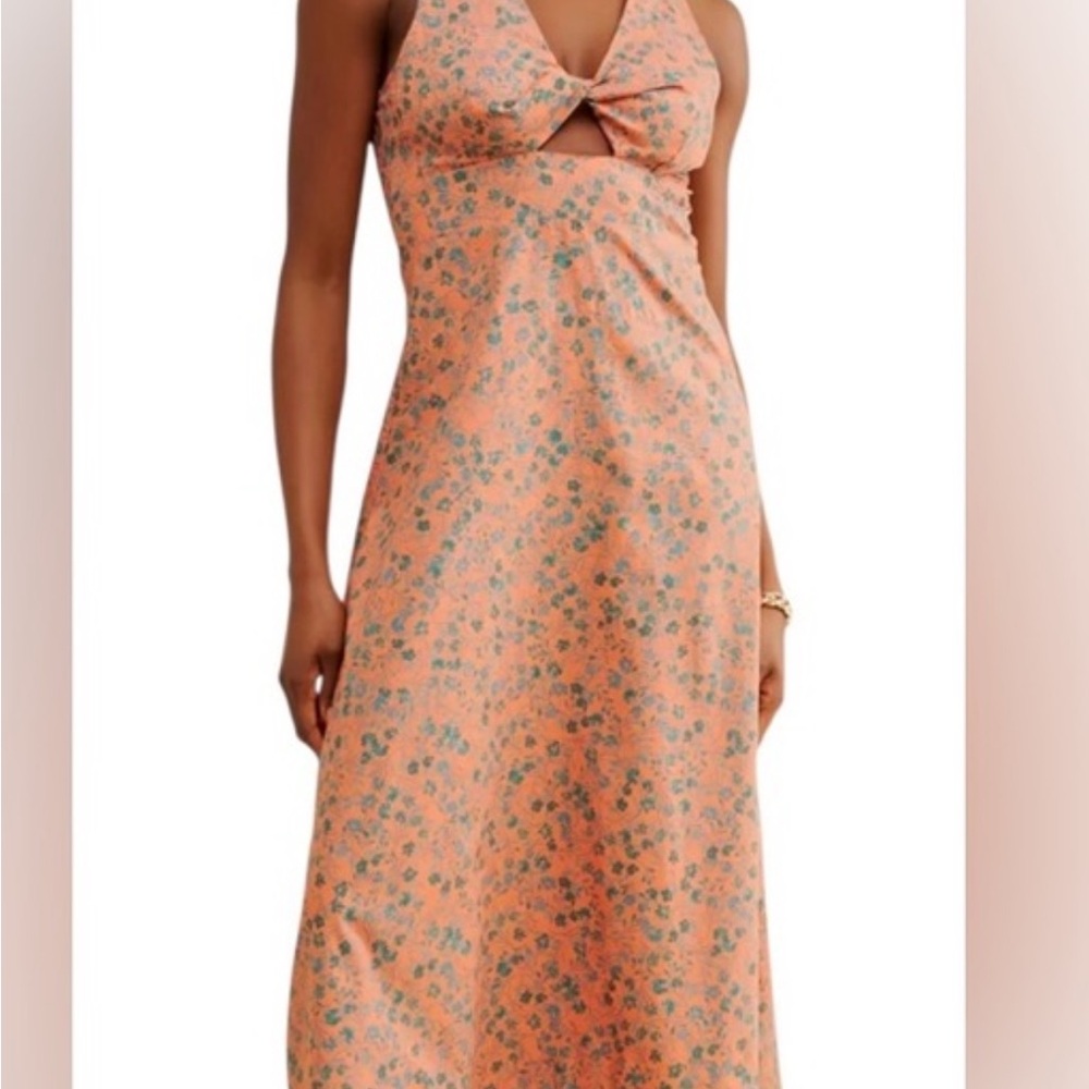 Madewell Stephanie Midi Dress with Teal Floral Print